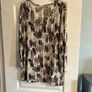 Chico's Brown and Tan Long Sleeve Relaxed Tunic